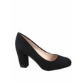 thumbnail image 1 of Songful-3 Women's Fashion Patent Faux Suede Round Toe Chunky Heel Slip On Pump Dress Shoes, 1 of 2