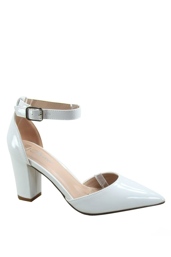 Women's Ankle Strap High Heel Sandals, Pointed Toe White, 7