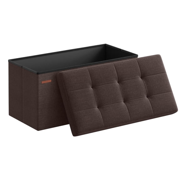 Songmics Mazie Collection - 30 Inches Folding Storage Ottoman Bench  Foot Rest End Of Bed Chest Load 660 Lb For Living Room Bedroom Entryway Brown Ulsf047k02
