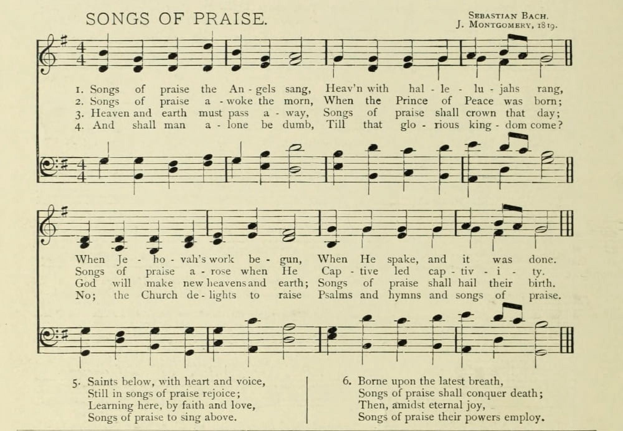 Songs of Praise Christmas in Song 1891 Canvas Art -  (18 x 24)