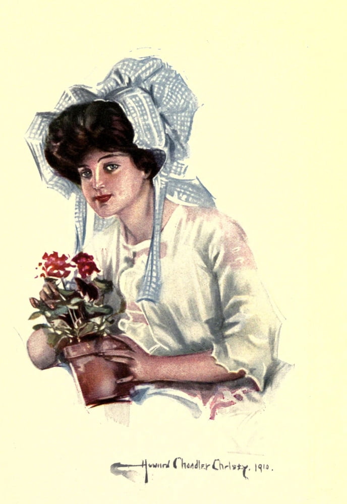 Songs of Sentiment 1910 Bonnet lady Canvas Art - Howard Chandler Christy (24 x 36)