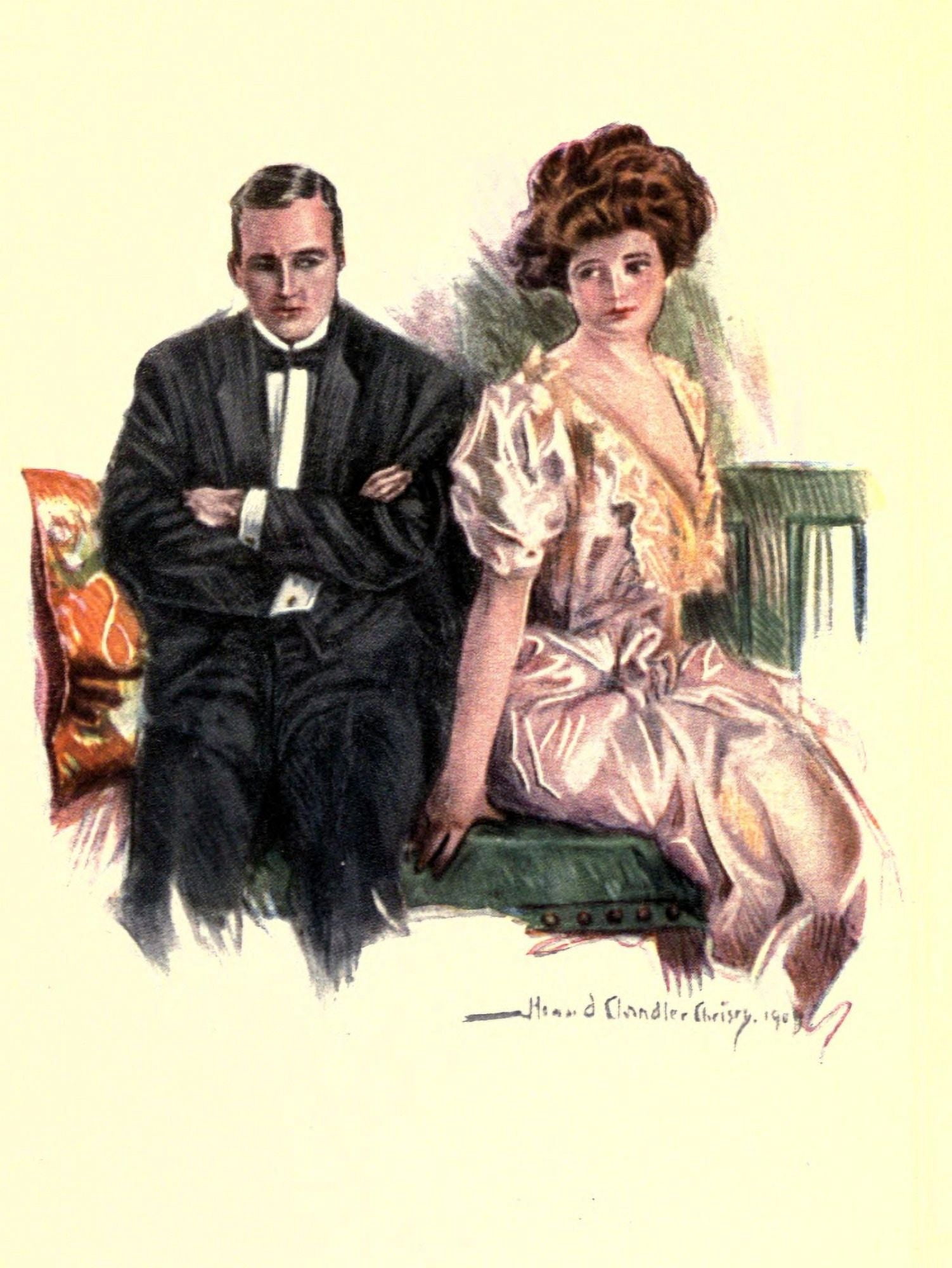Songs of Sentiment 1910 Frosty moment Canvas Art - Howard Chandler Christy (24 x 36)