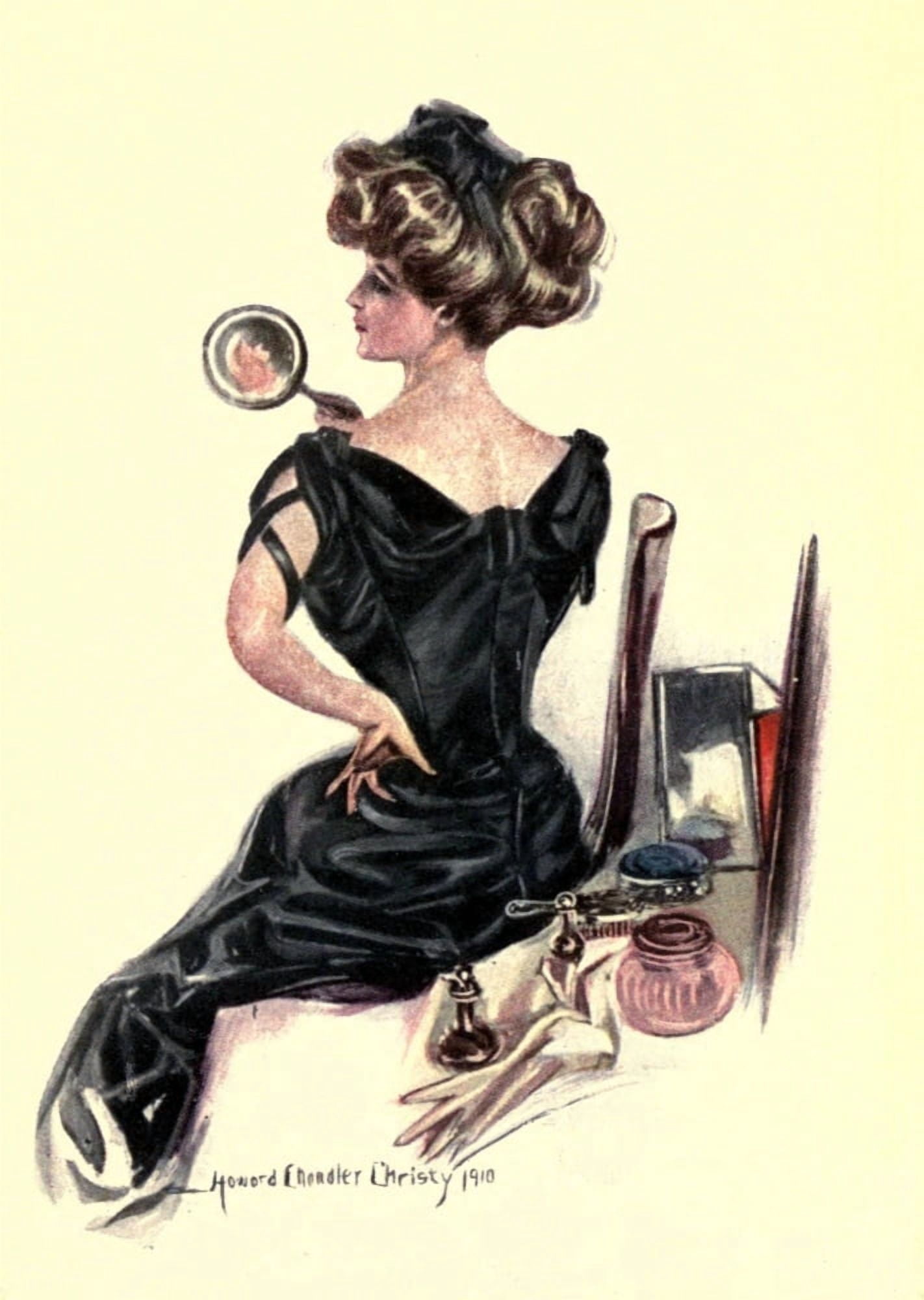 Songs of Sentiment 1910 Lady with mirror Canvas Art - Howard Chandler Christy (24 x 36)