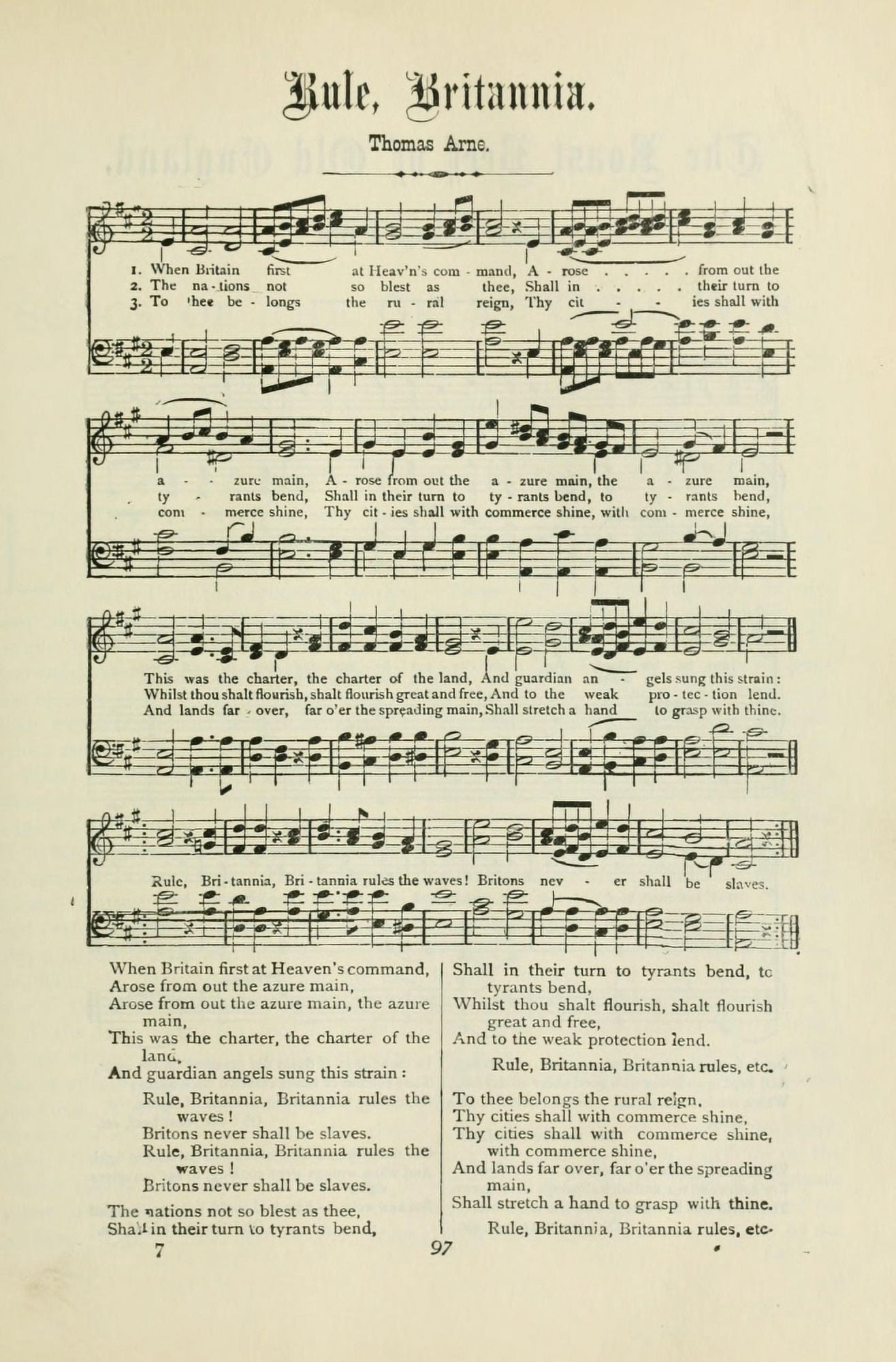 Songs that Never Die 1894 Rule Britannia Canvas Art - Thomas Arne (18 x 24)