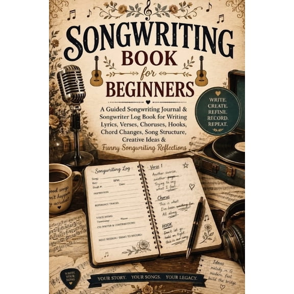 Songwriting Book for Beginners: A Guided Songwriting Journal & Songwriter Log Book for Writing Lyrics, Verses, Choruses,, (Paperback)