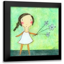 Sonheim, Carla 12x12 Black Modern Framed Museum Art Print Titled - Green Flowers