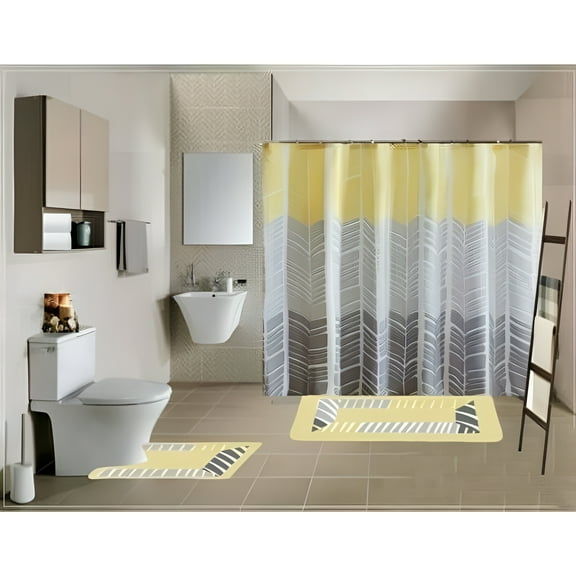 Sonia Rykiel Yellow Polyester Shower Curtain, 72" x 72" 19 Count
