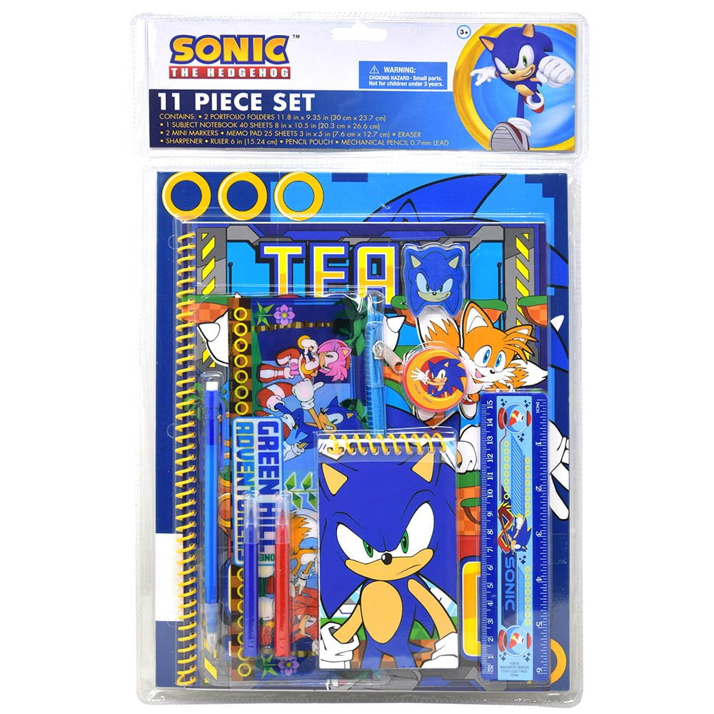 Sonic 11pc Value Set in Bag with Header & Molded Pencil Case
