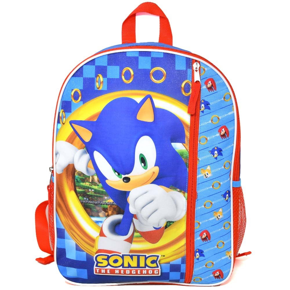 Sonic 16" Backpack with 1 Vertical Front Pocket- Perfect for Preschool & Elementary Boys & Girls