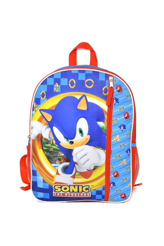 Sonic 16" Backpack with 1 Vertical Front Pocket- Perfect for Preschool & Elementary Boys & Girls