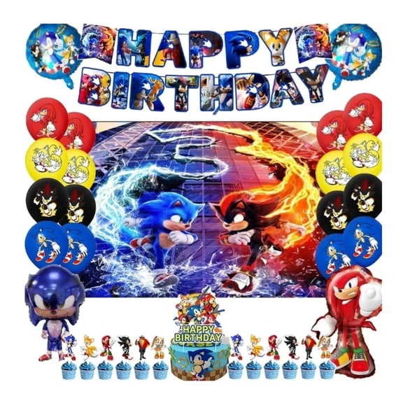 Sonic 2 Party Decoration Balloons Banner Backdrop Cake Topper Balloons
