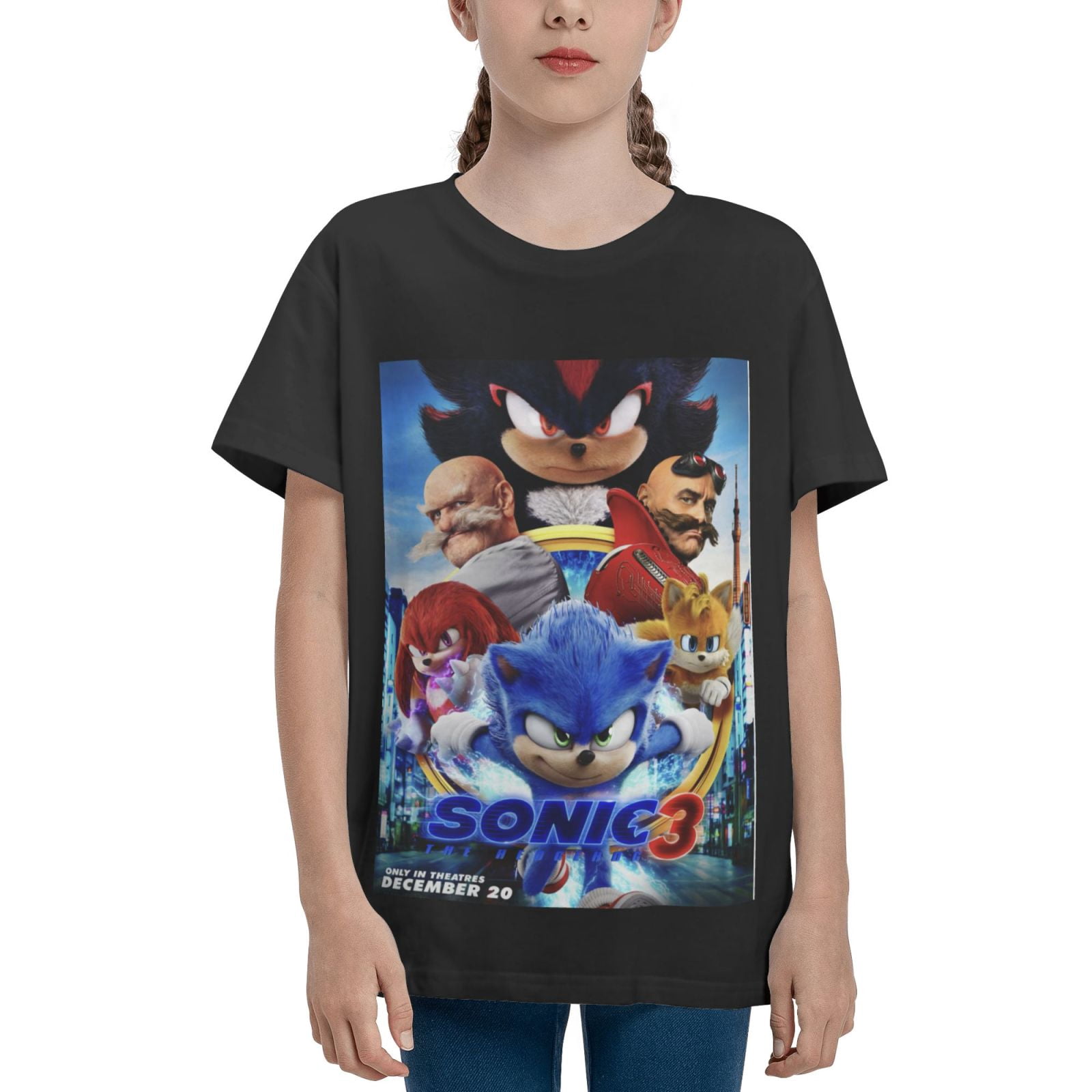 Sonic 3 Boys and Girls 3D Printed T-shirt Fashion Round Neck Short Sleeve T-shirt M