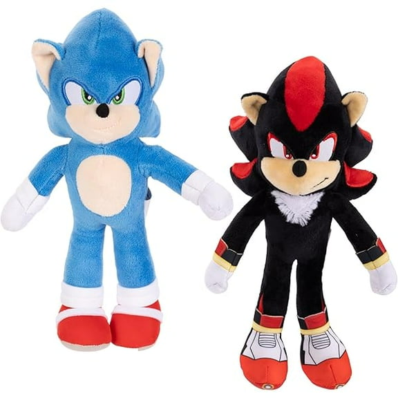 Sonic 3 Movie Plush: Sonic & Shadow 9-Inch Stuffed Toy Figures - Officially Licensed 3 Movie, Amazon 2-Pack Kids Plush Toy Figure Set