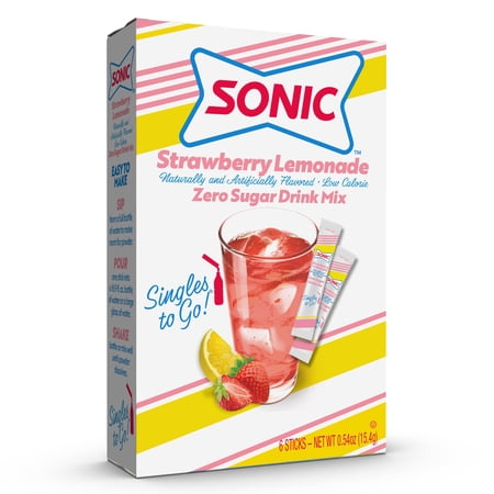 SONIC 6CT SINGLES-TO-GO SUGAR-FREE DRINK MIX, STRAWBERRY LEMONADE