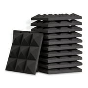Sonic Acoustics Acoustic Foam Panels, Pyramid Recording Studio Wedge Tiles, Isolation Treatment for Walls and Ceilings, Black, 2" x 12" x 12", 12 Pack