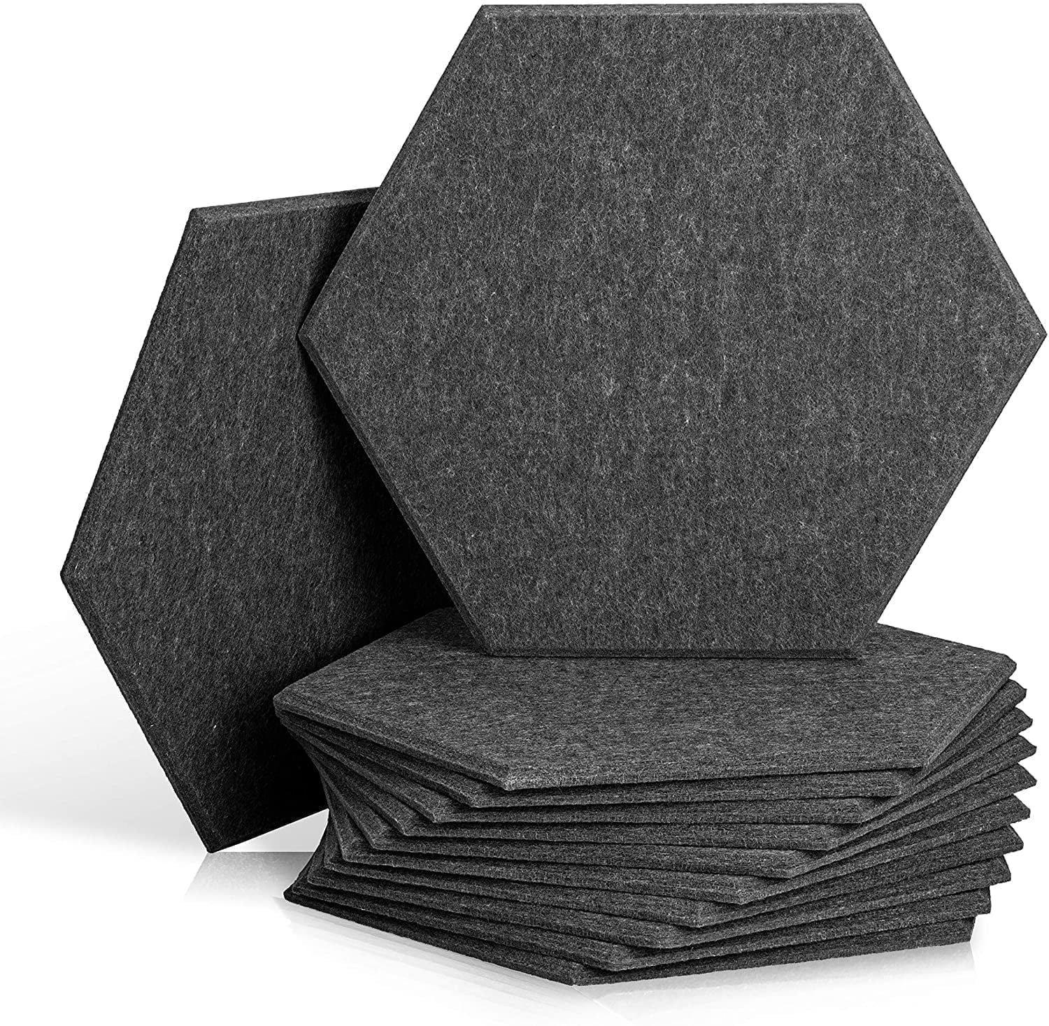 Sonic Acoustics Hexagon Sound Absorbing Acoustic Damper Panels, Dark Gray, 12 in. x 14 in. x 0.4 in., 12 Pack