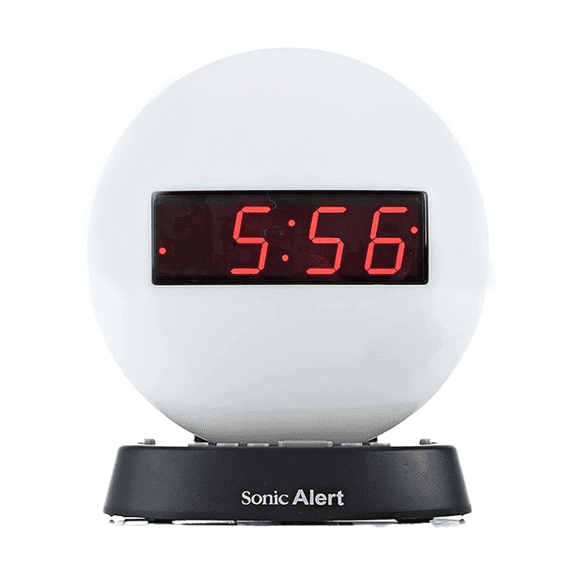 Sonic Alert - Glow Alarm Clock Luminous Nightlight with Super Bed Shaker Vibrator, Digital Display - White