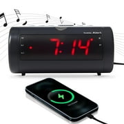 Sonic Alert - Sonic Blast Digital Alarm Clock With Bluetooth Speaker, AUX, USB Charging Port - Black