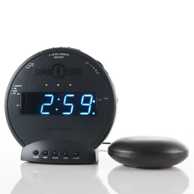Sonic Alert Sonic Bomb Dual Alarm Clock with Bed Shaker Vibrator and