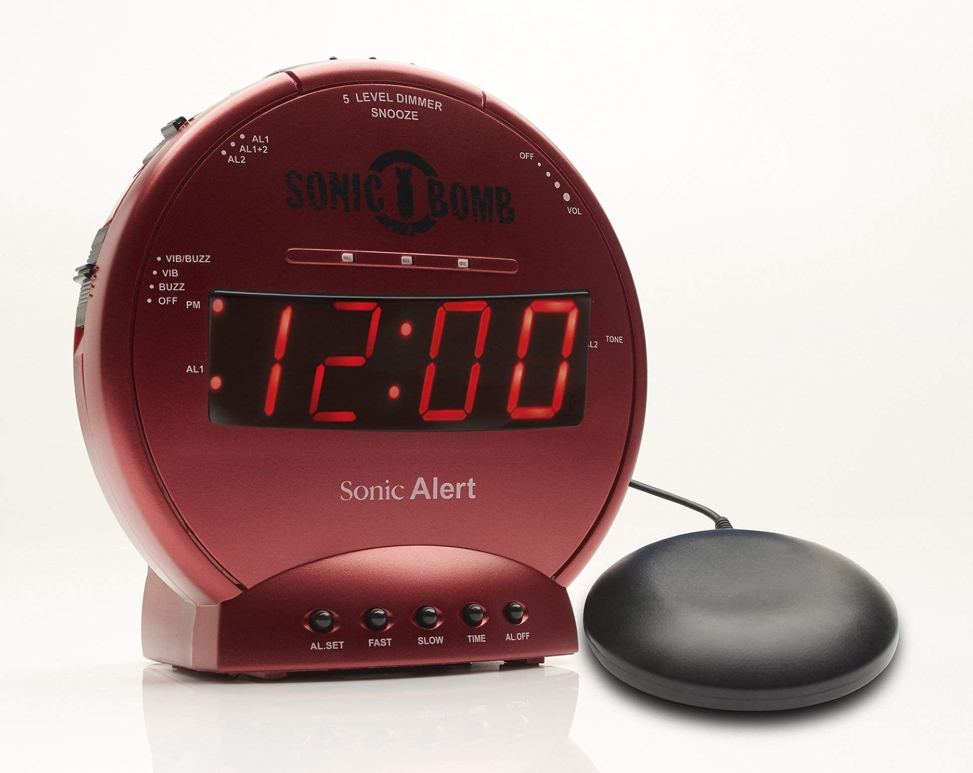Sonic Alert Sonic Bomb Dual Alarm Clock with Bed Shaker Vibrator and