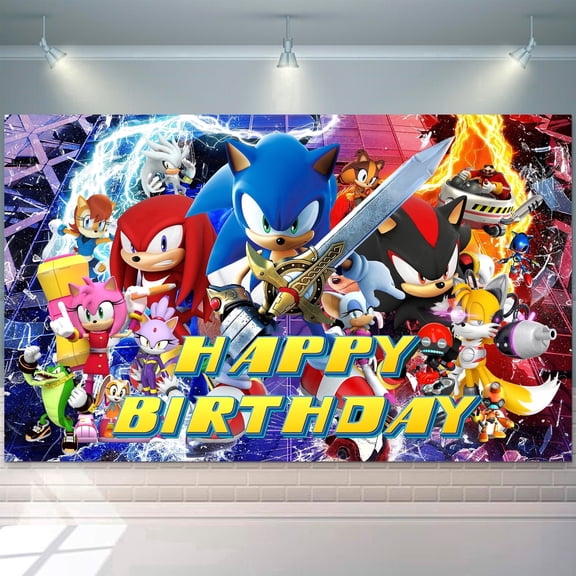 Sonic Backdrop,43.3"* 70.8" Sonic Birthday Backdrop Sonic Photo Backdrop Sonic Party Backdrop, Sonic Theme Backdrop for Sonic Party Favors
