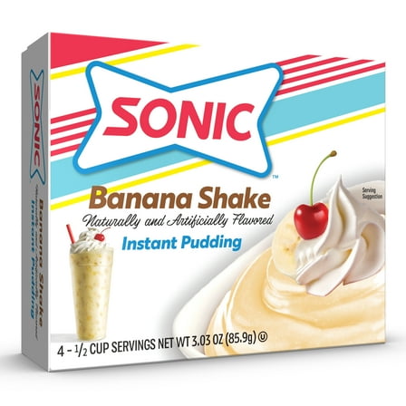 Sonic Banana Shake Instant Pudding Mix, 4 Servings, 3.03 oz Shelf-Stable Cardboard Box