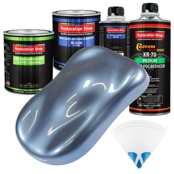 Sonic Blue Metallic Quart Kit Low VOC URETHANE BASECOAT Car Auto Body Paint Kit