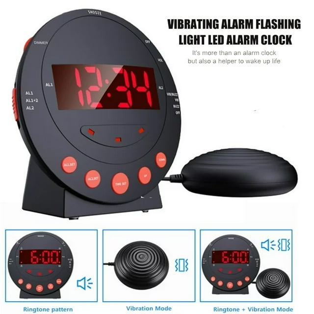 Sonic Bomb Vibrating Wake Alarm Clock, Dual Alarm for Heavy Sleepers