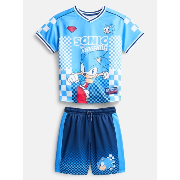 Sonic Boy's Active Short Sleeve Graphic Soccer Short Set, Sizes 4-16