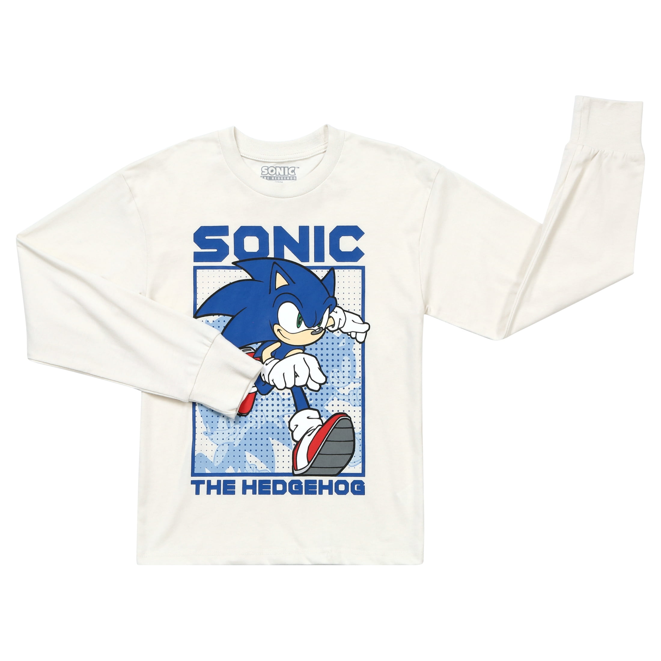 Sonic the Hedgehog Boy's Graphic Tee with Long Sleeves, Sizes XS-2XL