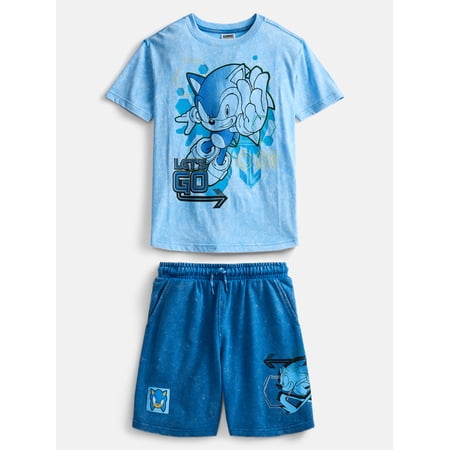 Sega Sonic the Hedgehog Boys Short Sleeve Graphic Tee and Short Set, 2 Piece, Sizes 4-16