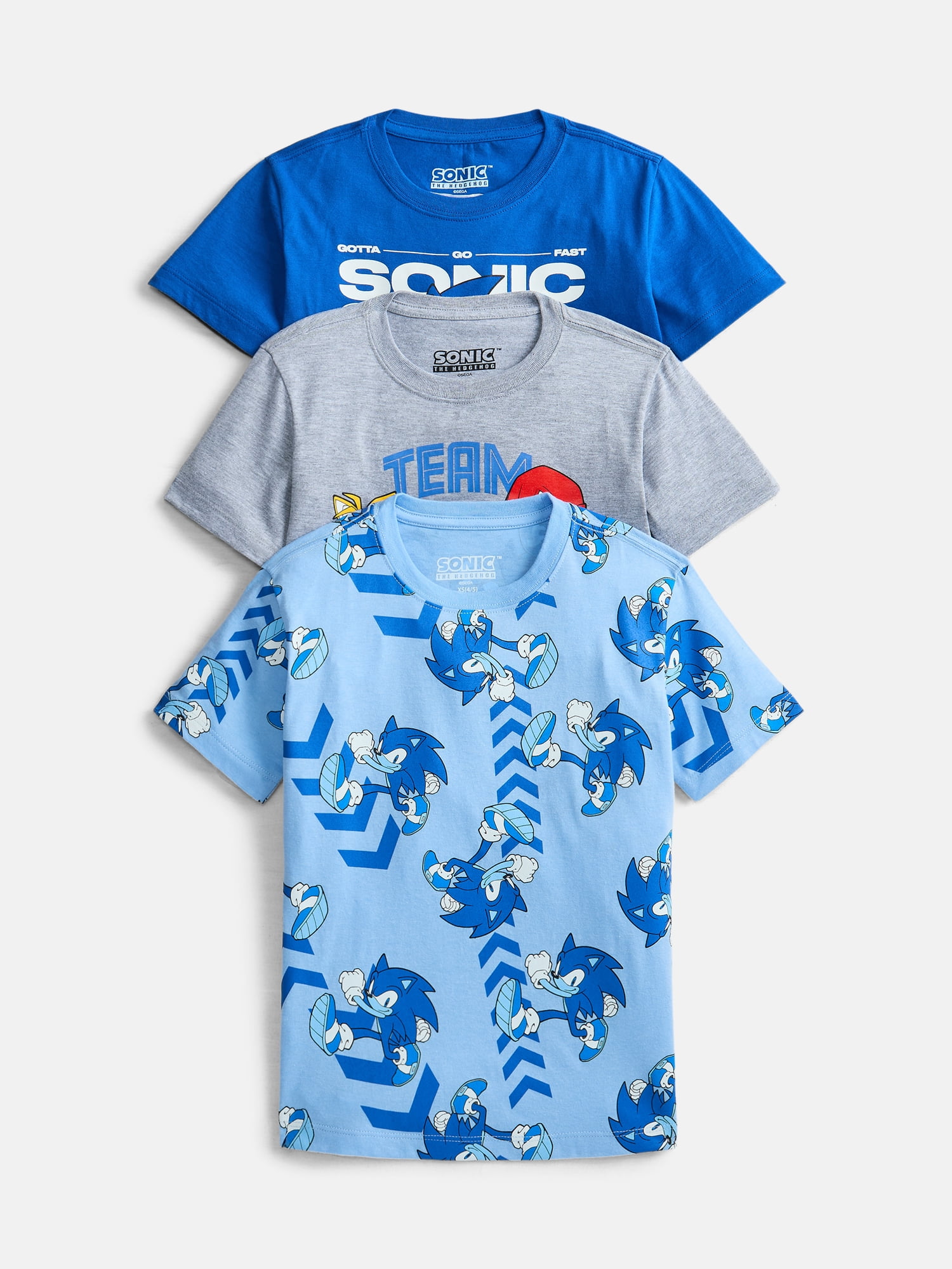 Sonic the Hedgehog Boys Crewneck Graphic Tee with Short Sleeves, 3-Pack, Sizes XS-2XL