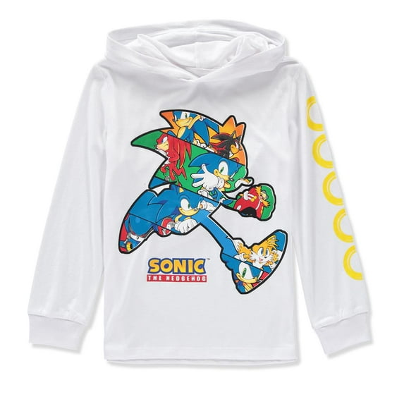 Sonic Boys 4-20 Long Sleeve Hooded T-Shirt(White 8)