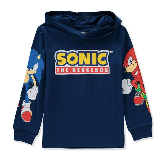 Sonic Boys 4-20 Long Sleeve Logo Hooded T-Shirt(Navy 4/5)