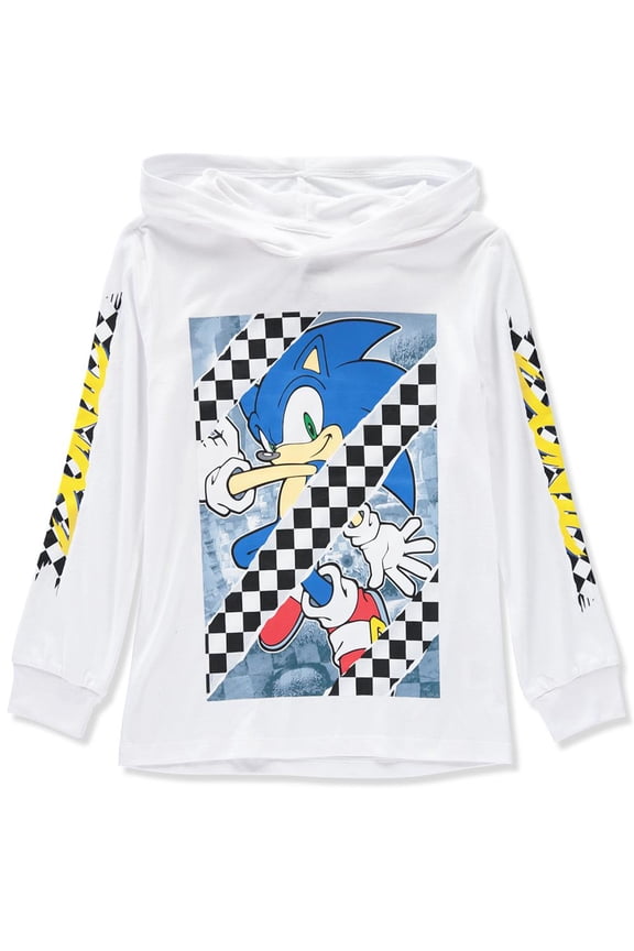 Boys 4-20 Long Sleeve Racing Hooded T-Shirt (White 8)