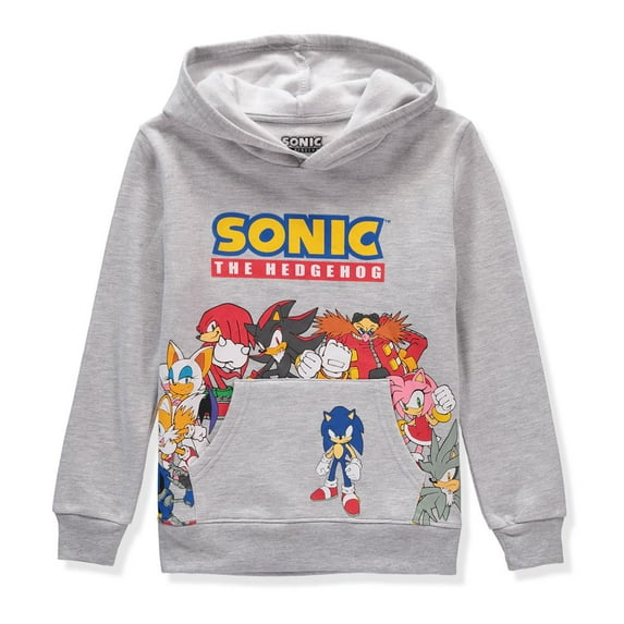 Sonic Boys 4-20 Long Sleeve Sonic and Friends Hooded Sweatshirt(Grey 18/20)