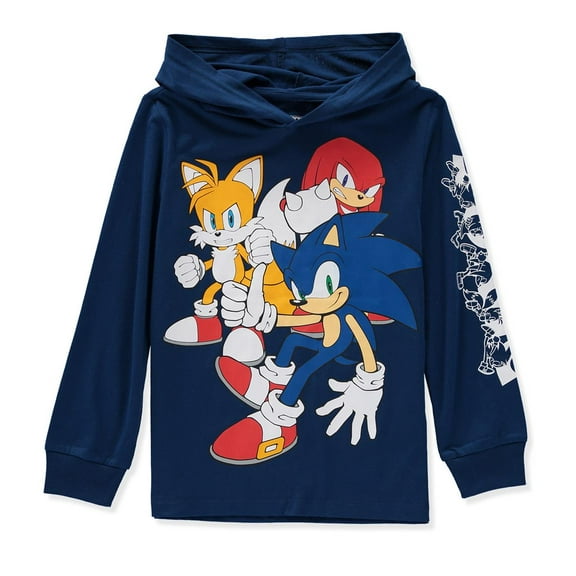 Sonic Boys 4-20 Long Sleeve Sonic and Friends Hooded T-Shirt(Navy 10/12)