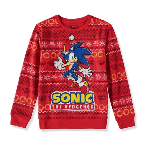 Sonic Boys 8-20 Long Sleeve Crew Neck Light Up Christmas Holiday Sweater