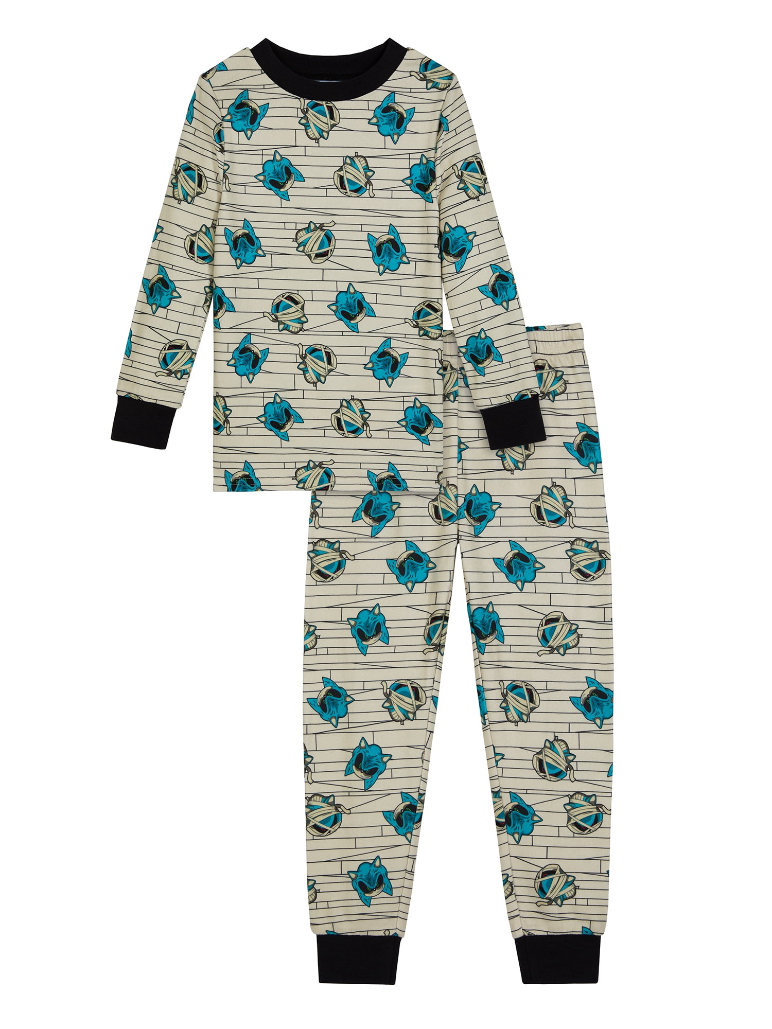 Sonic Boys Halloween Long Sleeve Sleep Top and Pants Set, 2-Piece, Sizes 4-10