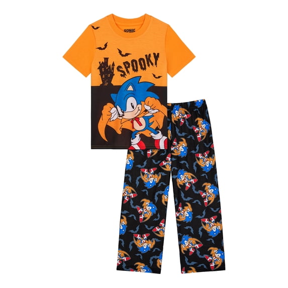Sonic Boys Halloween Short Sleeve Sleep Top and Pants Pajama Set, 2-Piece, Sizes 4-12