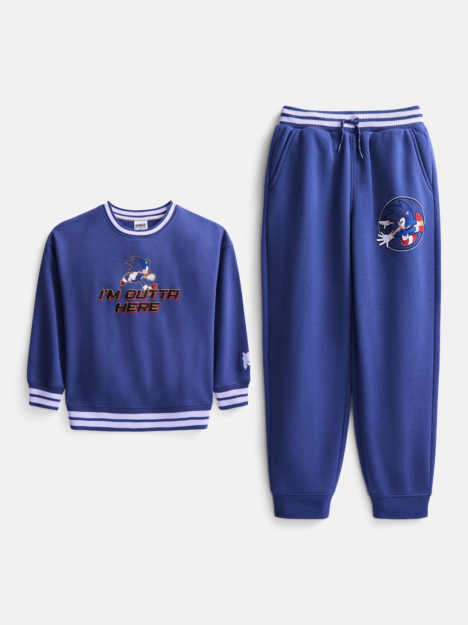 Sonic Boys Long Sleeve Crewneck Sweatshirt with Jogger Pant, Sizes 4-16