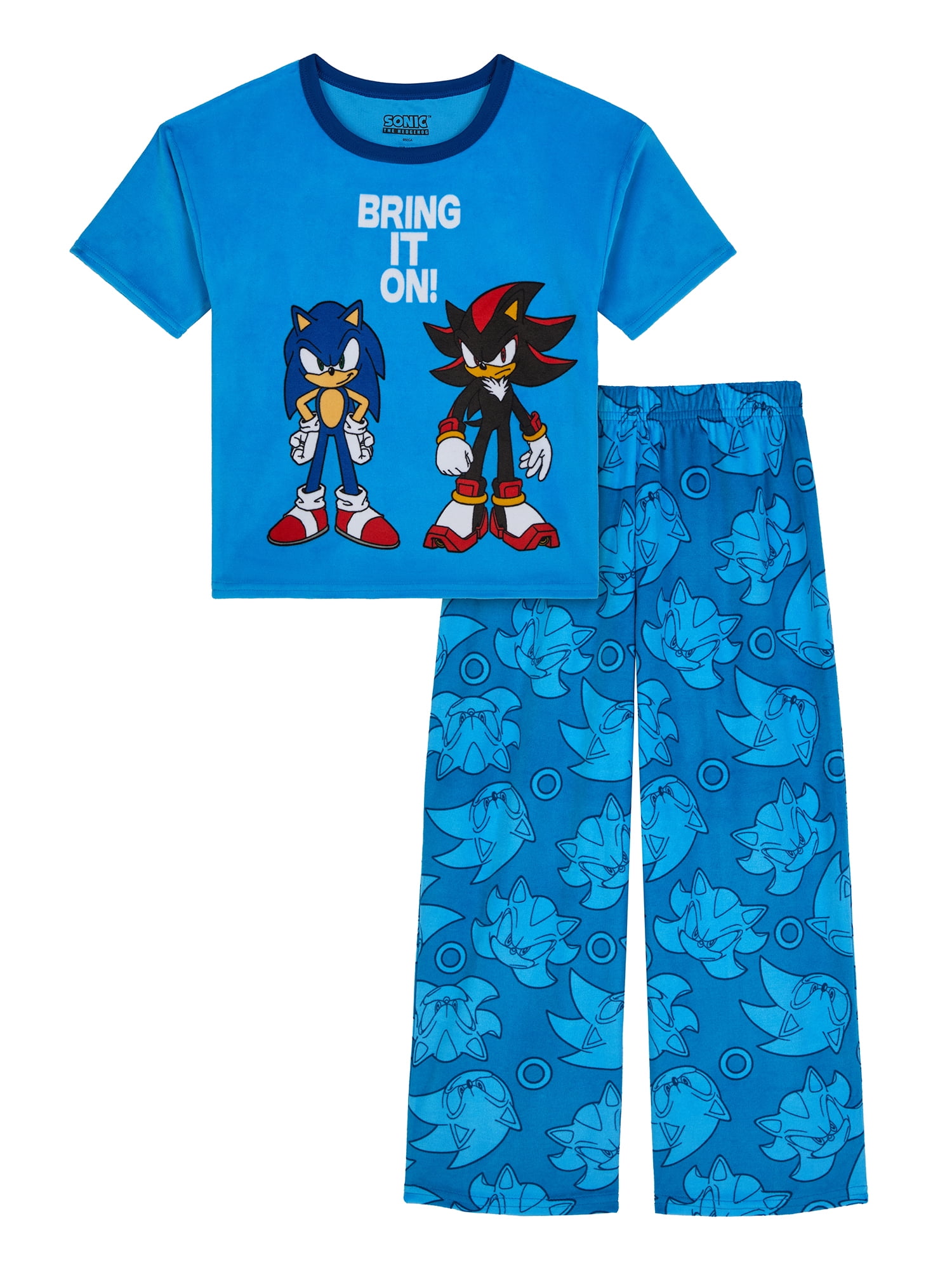 Sonic Boys Long Sleeve Sleep Top and Pants Pajama Set, 2-Piece, Sizes 4-12