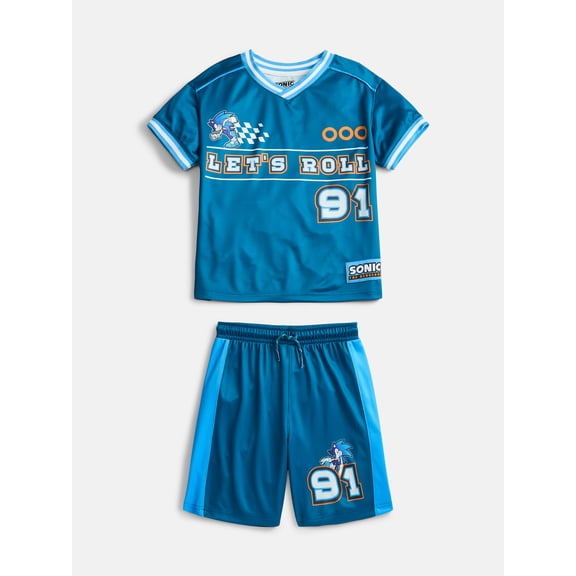 Sonic the Hedgehog Boys Graphic Soccer Jersey and Shorts Set, 2-Piece, Sizes 4-16