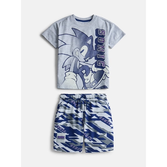 Sonic the Hedgehog Boys Graphic Tee with Short Sleeves and Shorts Set, 2 Piece, Sizes 4-16