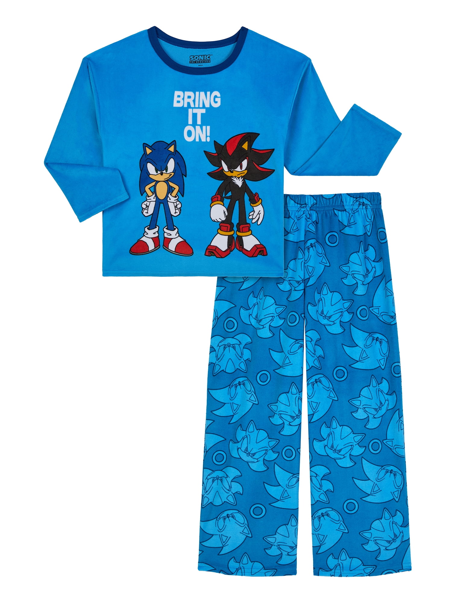 Sonic Boys Short Sleeve Sleep Top and Pants Pajama Set, 2-Piece, Sizes 4-12