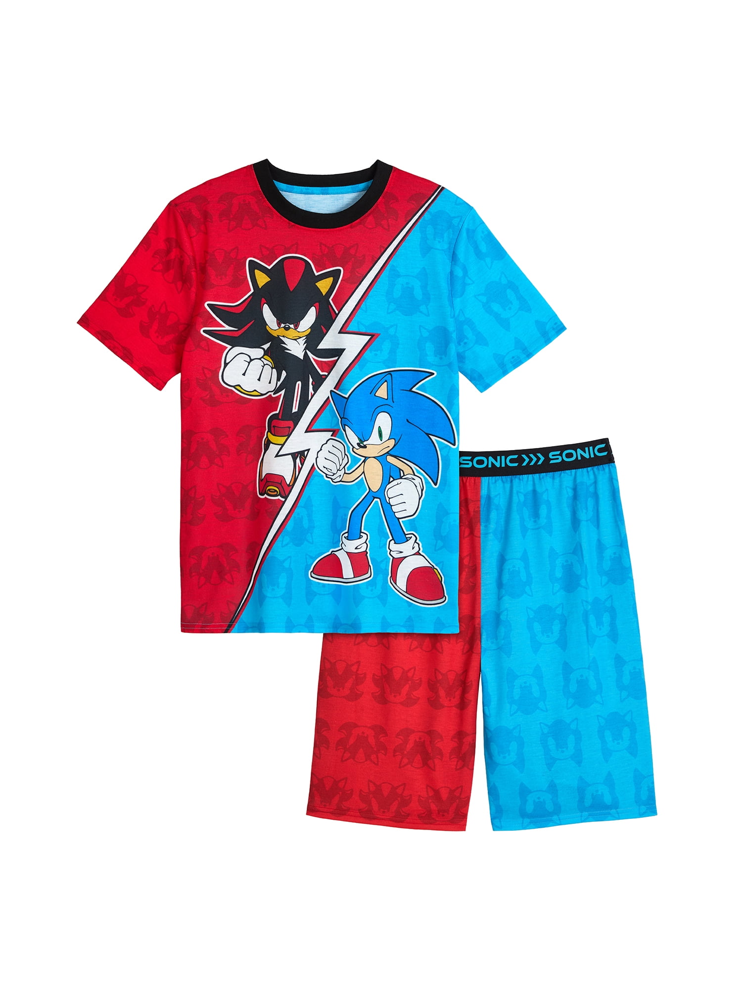 Sonic Boys Short Sleeve Sleep Top and Shorts Pajama Set, 2-Piece, Sizes ...