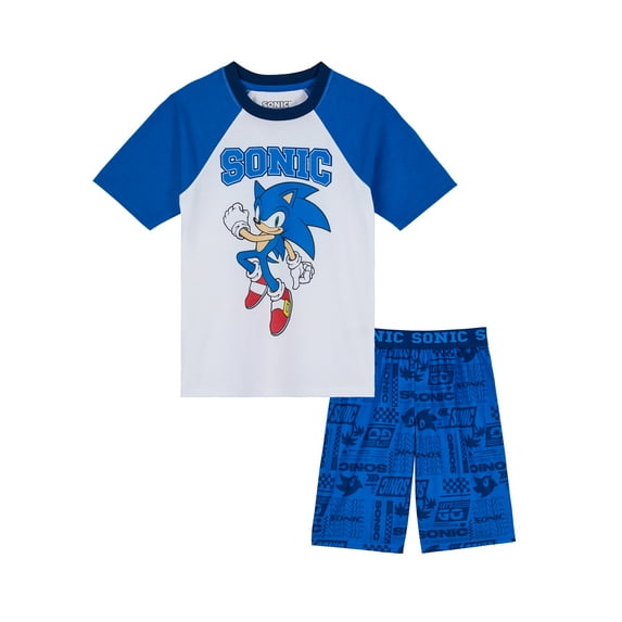 Sonic Boys Short Sleeve Sleep Top and Shorts Pajama Set, 2-Piece, Sizes 4-12