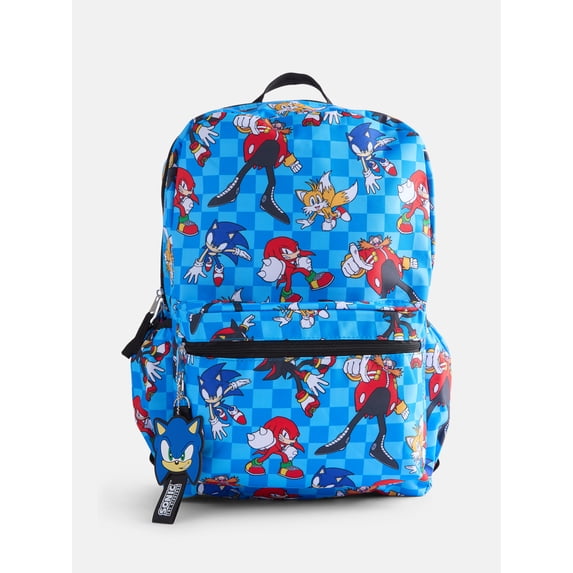 SEGA Sonic the Hedgehog Boy's 17" Print Backpack, Blue