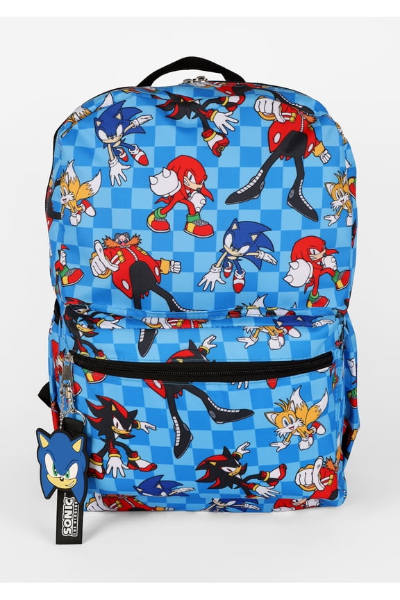 SEGA Sonic the Hedgehog Boy's 17" Print Backpack, Blue