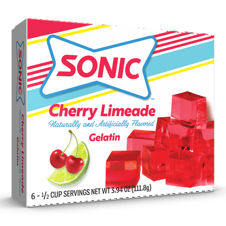 Sonic Cherry Limeade Gelatin Mix, 6 Servings, 3.94 oz Cardboard Box